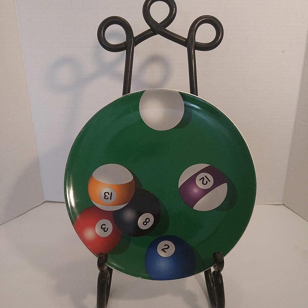 LUMINARC Pool Parlor Billiard Balls 9" Porcelain Ceramic Novelty Cheese Plate